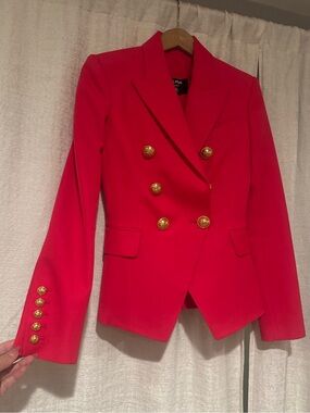 Balmain Hot Pink Double-Breasted Blazer with Gold Buttons